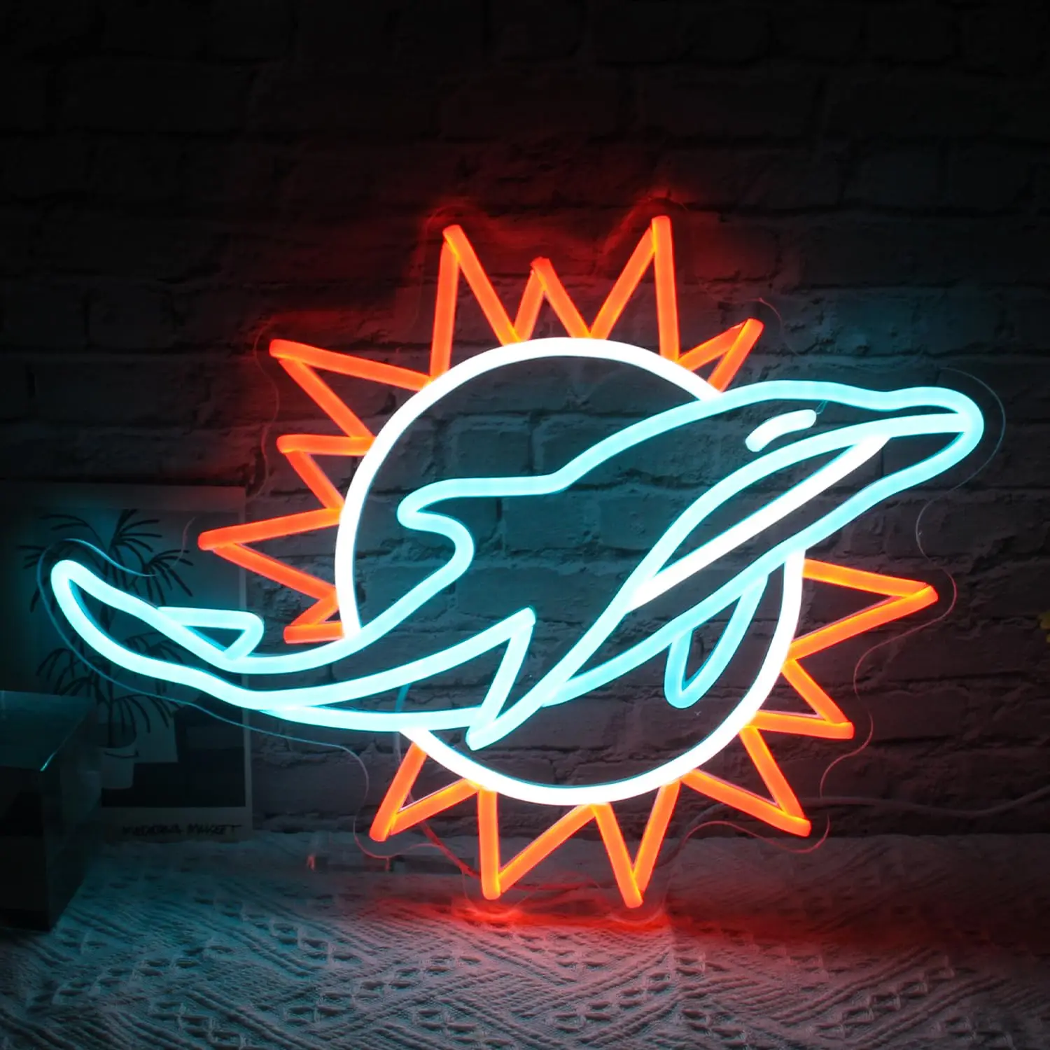 

Dolphins Neon Light Dolphin Decorative Signs Larger Hanging Neon Light Room Sport Bar Club Wall Decor Gifts For Boys&Teens