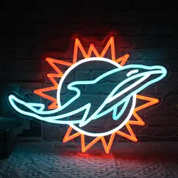 Dolphins Neon Light Dolphin Decorative Signs Larger Hanging Neon Light Room Sport Bar Club Wall Decor Gifts For Boys&Teens