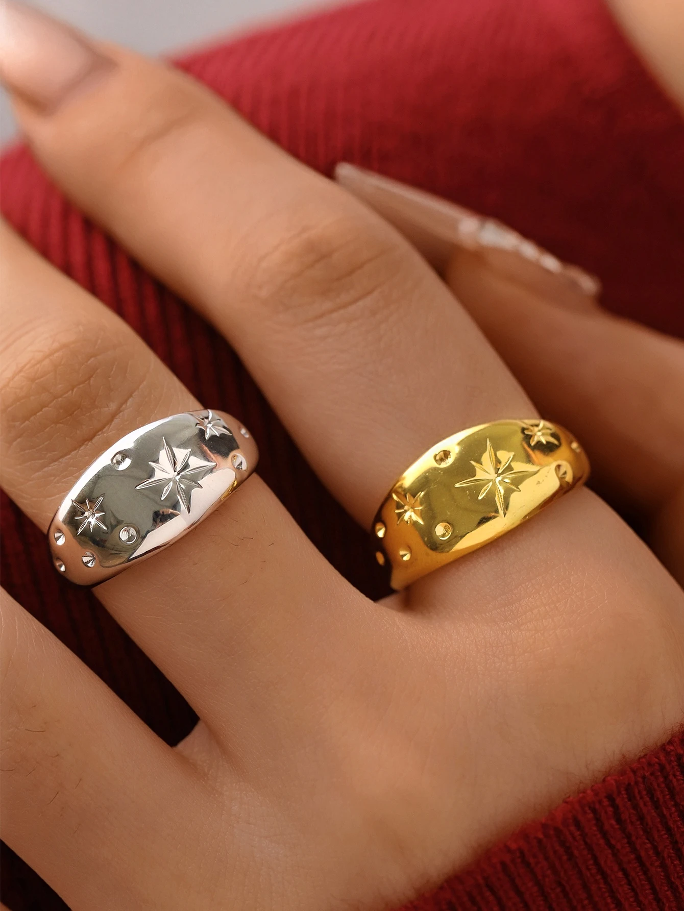 

1 PC Cute Sexy Style Stainless Steel Geometric Open Ring High Quality Suitable for Ladies Daily Wear Valentine's Day Gifts