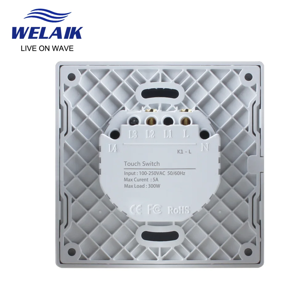 WELAIK EU 86*86mm 1gang 1way Crystal Glass Panel Intelligent Light Smart White Wall Touch Switch 220V B1911CW