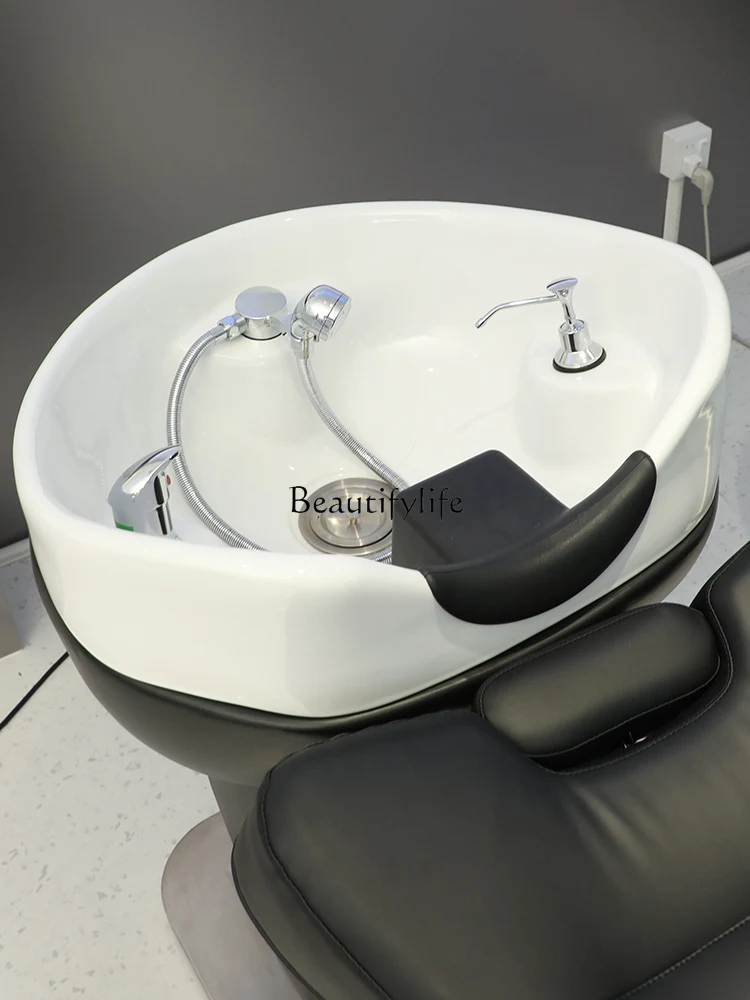 Electric Lifting Shampoo Chair Simple Lying Completely Stainless Steel Hair Salon Flushing Bed