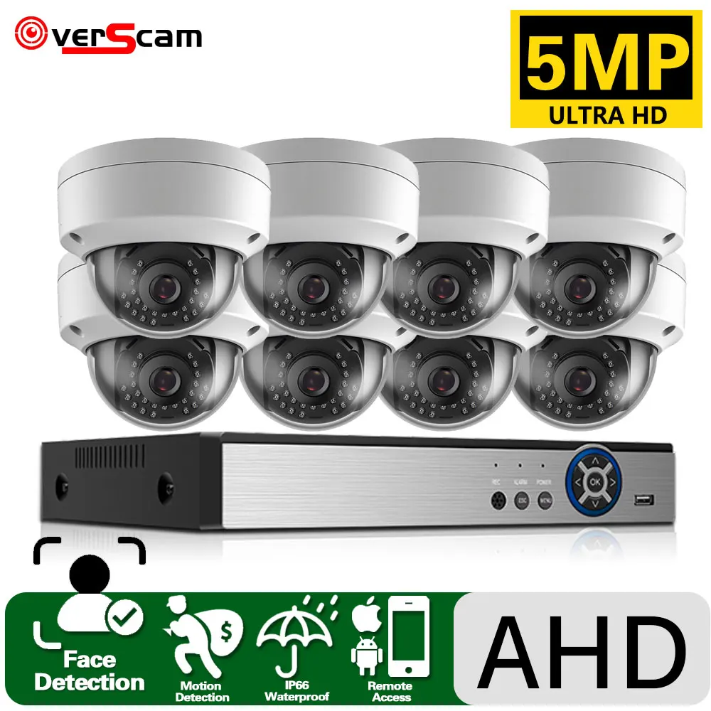 H.265 5mp Ahd Camera Set Buiten Waterdicht Cctv Camera Beveiligingssysteem Kit Dome 8ch Dvr Vdieo Surveillance Systeem Kit Xmeye 4ch