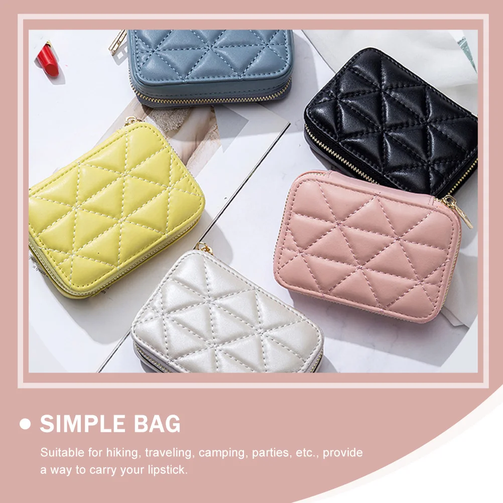 

Portable Bag Small Makeup Pouch Pink Polyester Lipstick Toiletry Travel Bag Storage Case For Women Girls