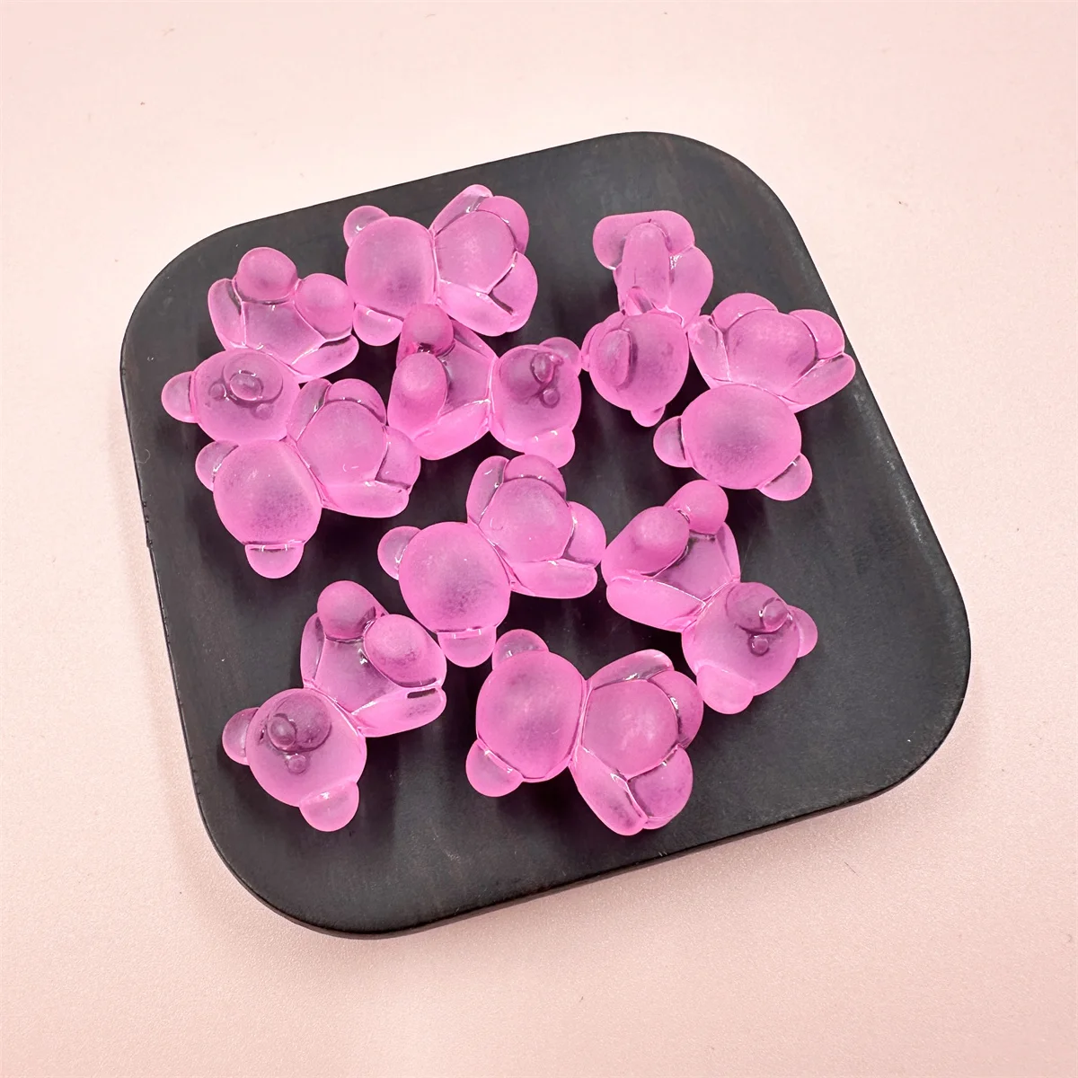 10Pcs/set 18MM*15MM*11MM Cute Cartoon Bear Resin Beads  Frosting Transparent Necklace Earrings Pendants For Jewelry Making