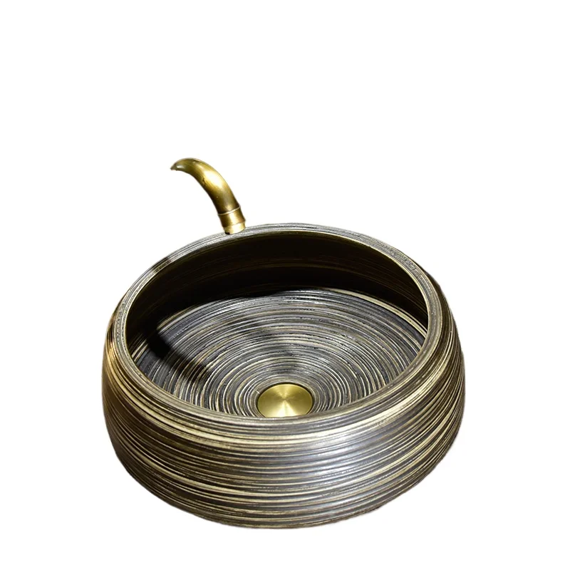 

Керамический умывальник, художественный настольный умывальник, ретро, круглый бытовой умывальник для ванной комнаты, умывальник для унитаза