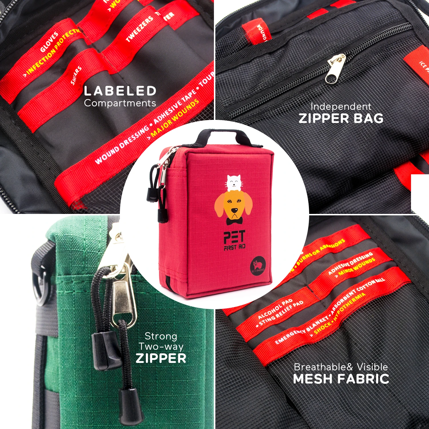 Imagem -03 - Pet Emergency First Aid Kit Case Médico Cuidados com Trauma Portátil Molle Bolsa para Treinamento Caminhadas Camping Caça Completo 160 Pcs