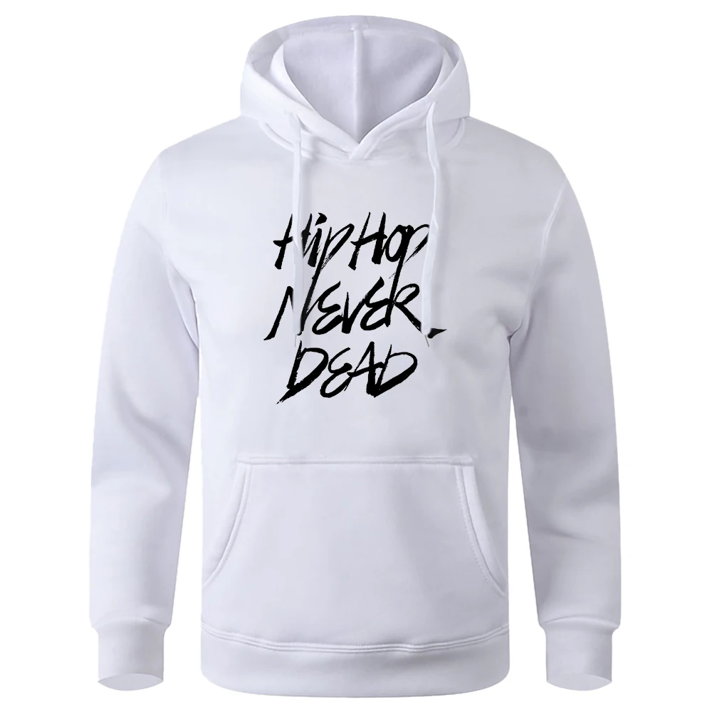 Hip Hop Never Dead Letters Printing Men Hoodie Warm Brand Pullover Comfortable Casual Sweatshirts Oversized Fleece Men'S Hoodies