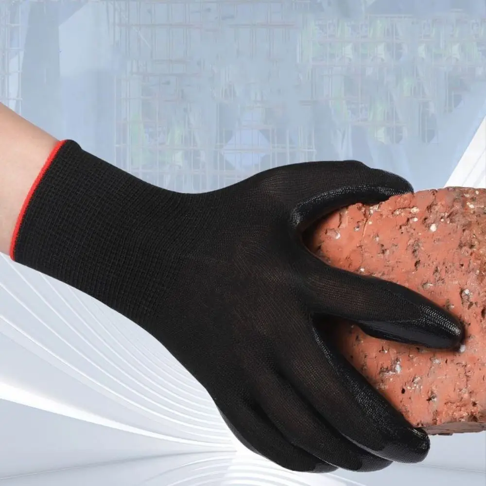 

12pairs Breathable Safety Work Gloves Excellent Grip Flexible Non-Slip Gloves Durable Oil-Resistant Seamless Knit Gloves