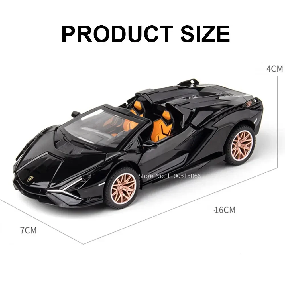 1:32 Sián Roadster Sports Car Model Toys Alloy Diecast Vehicles Sound Light Doors Opened Pull Back Supercars for Children Gifts