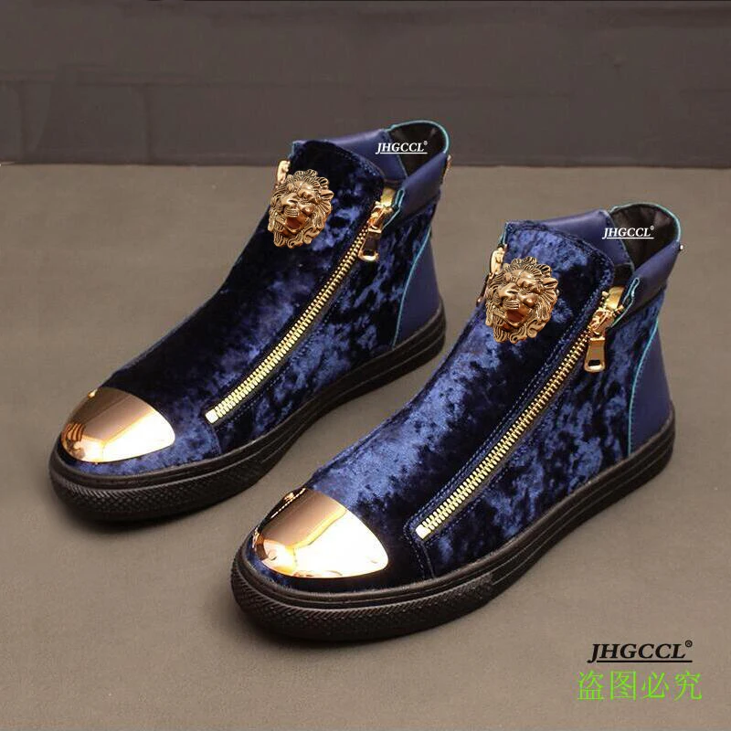 

Men's velvet casual shoes brand designer men's zipper ankle boots Luxury sole rubber shoes tenis masculino