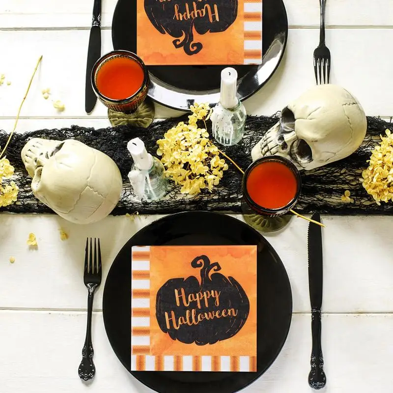 Halloween Napkins 2Layers Halloween Paper Napkins Tablecloths Room Halloween House Horror Party Decor Table Supplies 2023