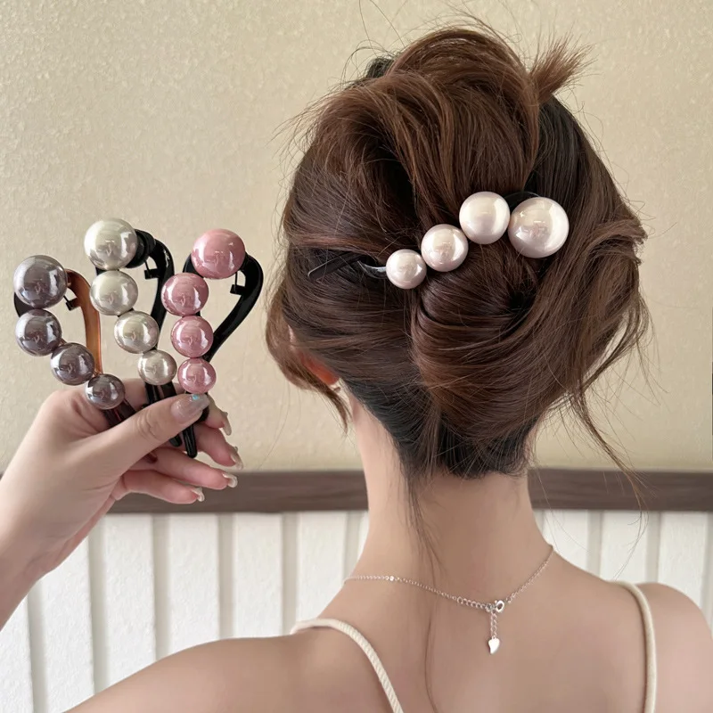

Luxury Pearl Twist Hair Clip Large Barrette Secure Hold Hair Updo Tool Sophisticated Women Accessories Simplified Hair Pins