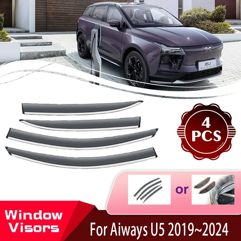 Window Visors For Aiways U5 2019 2020 2021 2022 2023 2024 Car Window Wind Rain Visor Deflectors Awnings Shelters Car Accessories