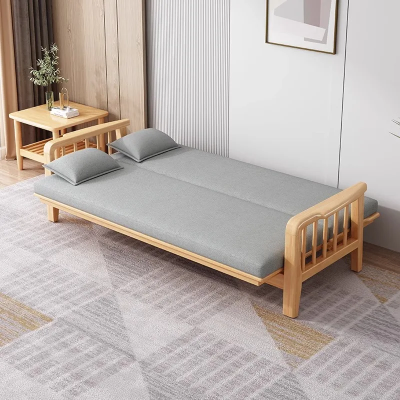 Solid wood winter and summer lunch break folding bed B & B economical simple solid wood sofa