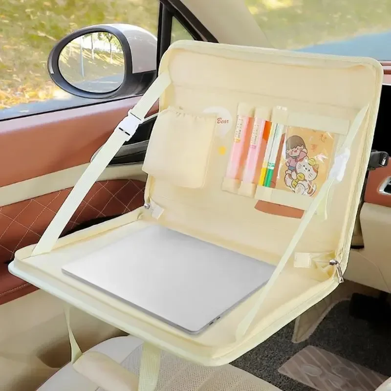 Folding Car Steering Wheel Tray Car Back Seat Notebook Small Table in-car Multi-functional Storage in-car Storage Device