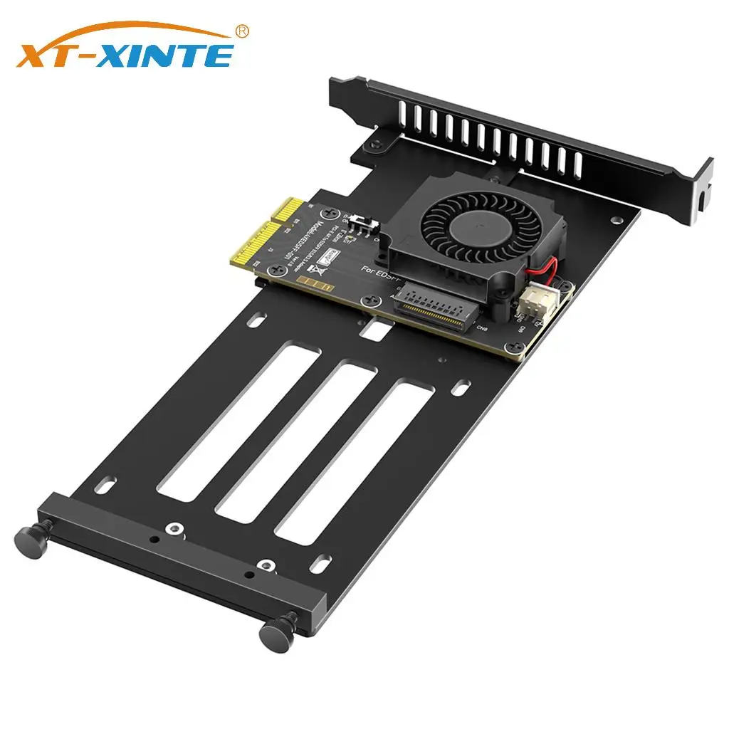 PCIe 5.0 X4 to E1.S/E3.S (EDSFF Gen-Z) SSD Adapter Card with Cooling Fan Support 5.9mm, 8.01mm, 9.5mm, 15mm, and 25mm E1.S SSD
