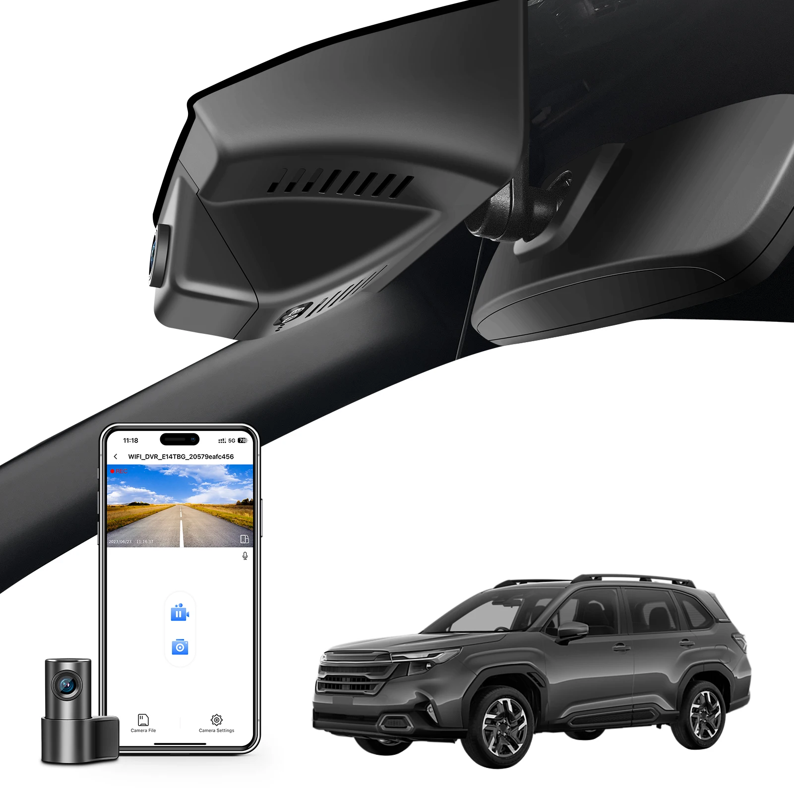 Câmera Veicular 4K para Subaru Forester 2016-2024 e 2025 (Modelo A) com GPS, WiFi e APP - Plug and Play