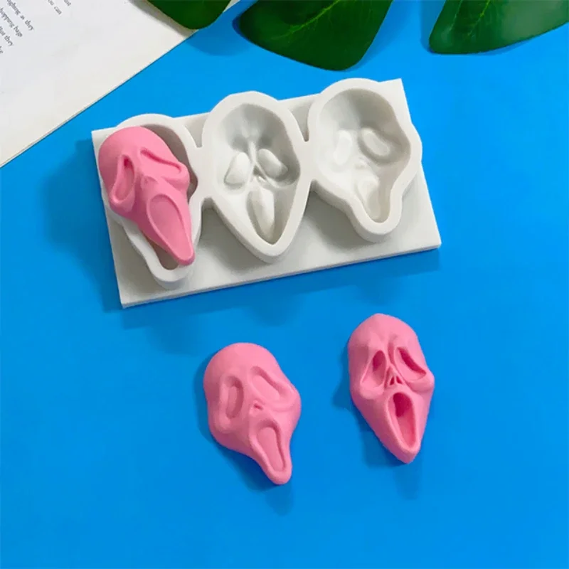 New Halloween Silicone Mold Horror Shape Mask Skull Fondant Cake Chocolate Mould Cake Decoration Accessories Resin Mold