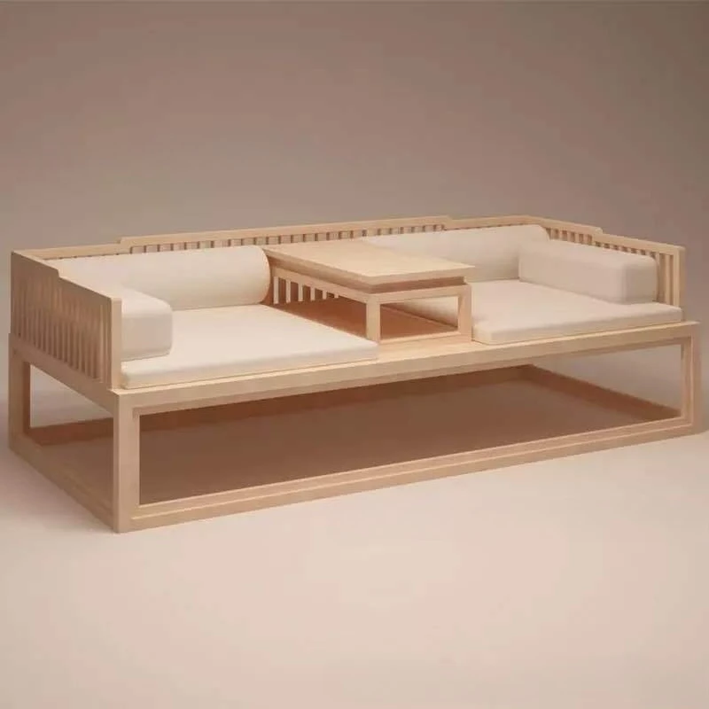 

Modern living room, solid wood sofa coffee table combination, Zen new Chinese style