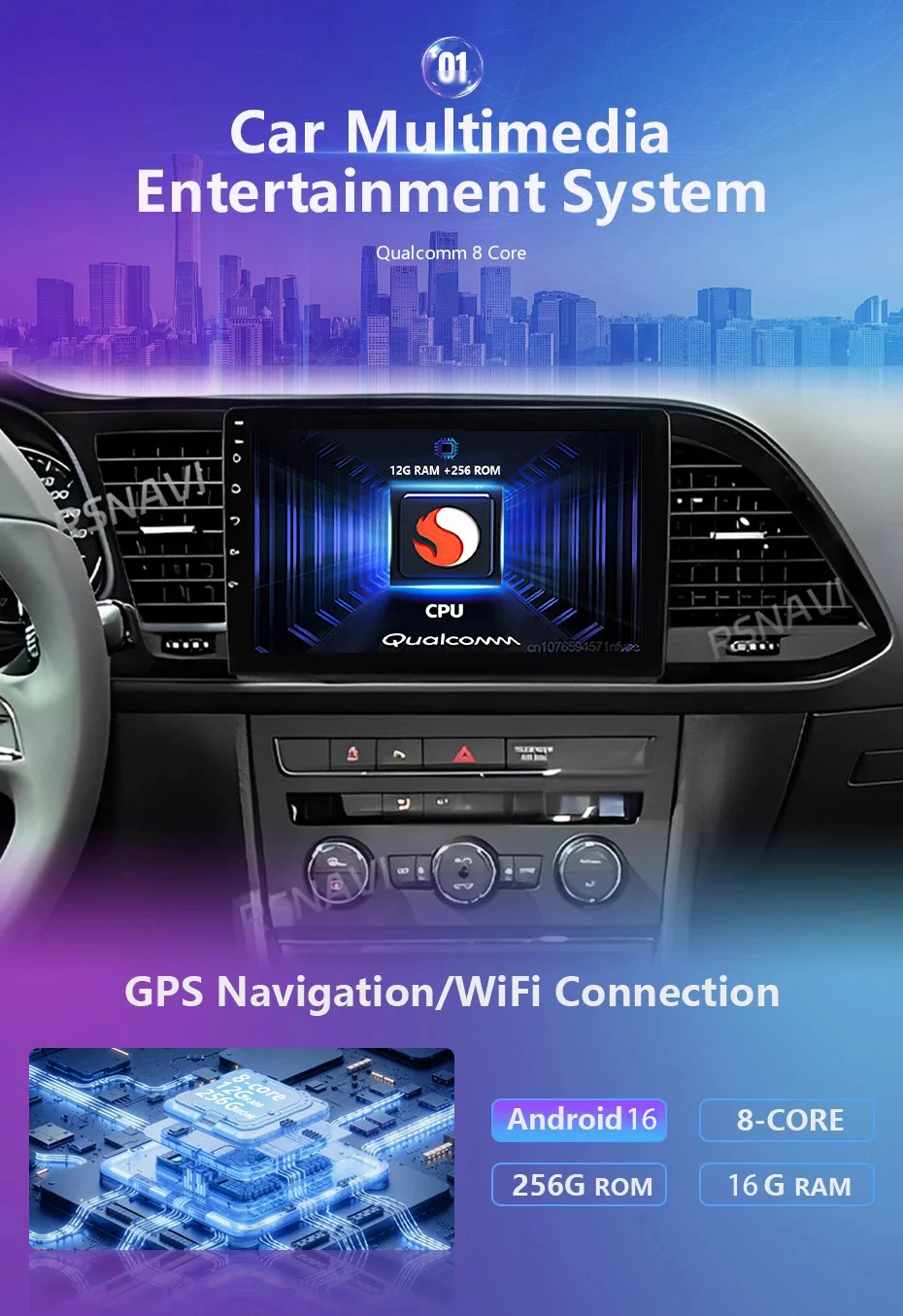 Android 16 Für Seat Leon 3 2012 2013 2014 2015 - 2020 GPS Multimedia Player Stereo Autoradio mit Wireless CarPlay Plug and Play – Detail 3