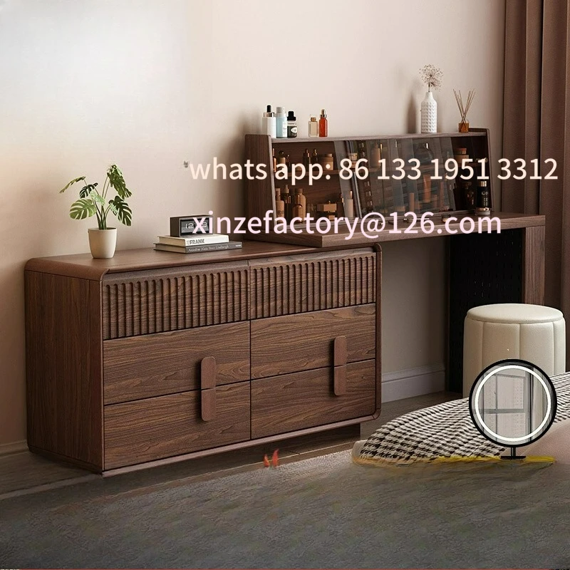 

Solid wood medieval dresser chest cabinet integrated bedroom retro 2025 new storage cabinet integrated retractable makeup table