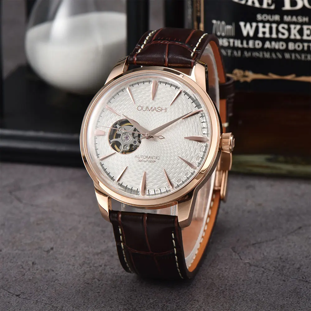 Reloj personalizado de 40mm para hombre, reloj mecánico automático con movimiento NH38 y cristal mineral de doble cúpula, reloj de negocios para hombre