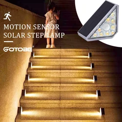 PIR Motion Sensor LED Solar Outdoor Step Lights IP68 Waterproof Light Control Decoration Deck Lamp For Porch Front Door Stairway