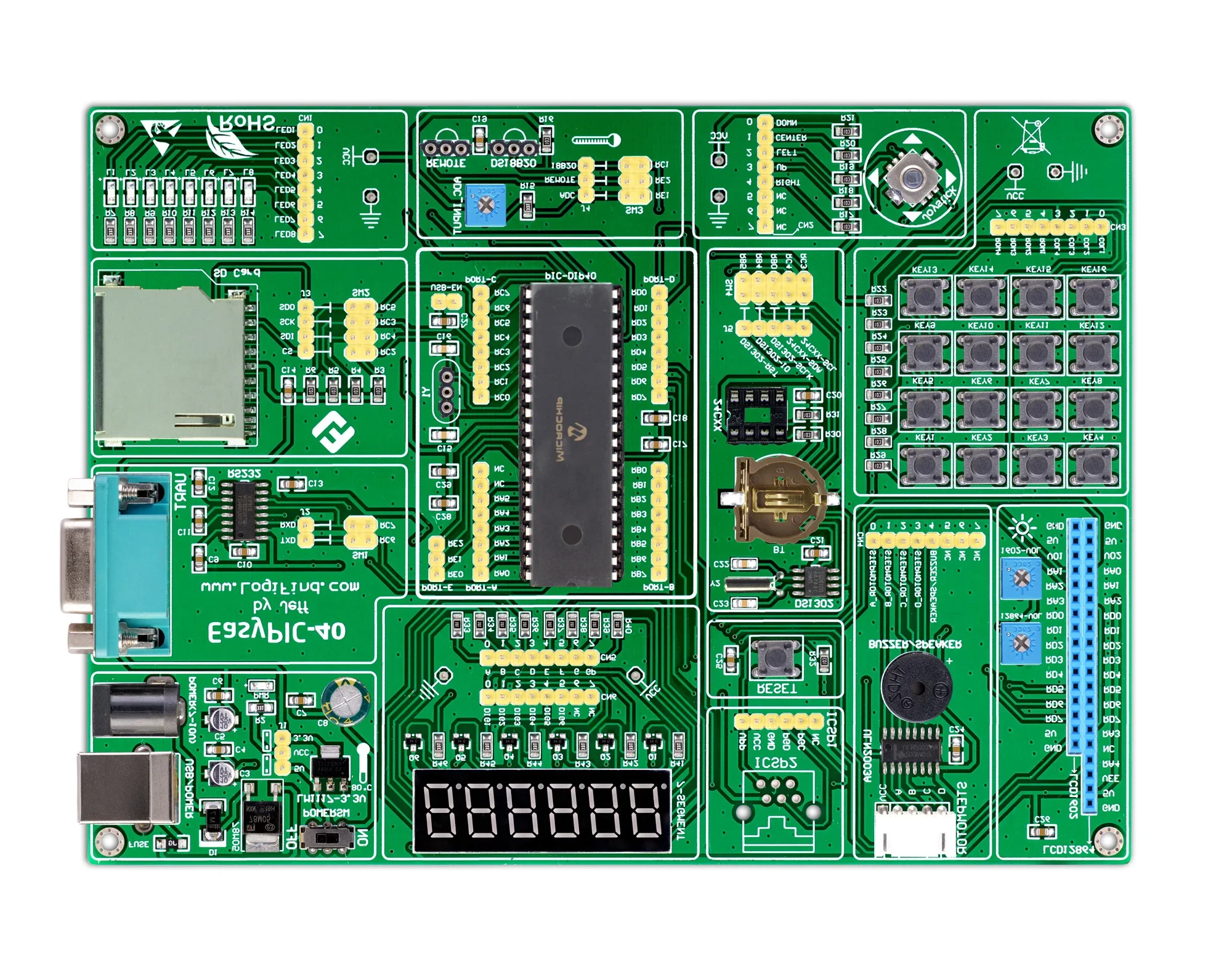 Placa de aprendizagem e desenvolvimento PIC MCU Easypic-40 com roteinas de chip PIC16F877A