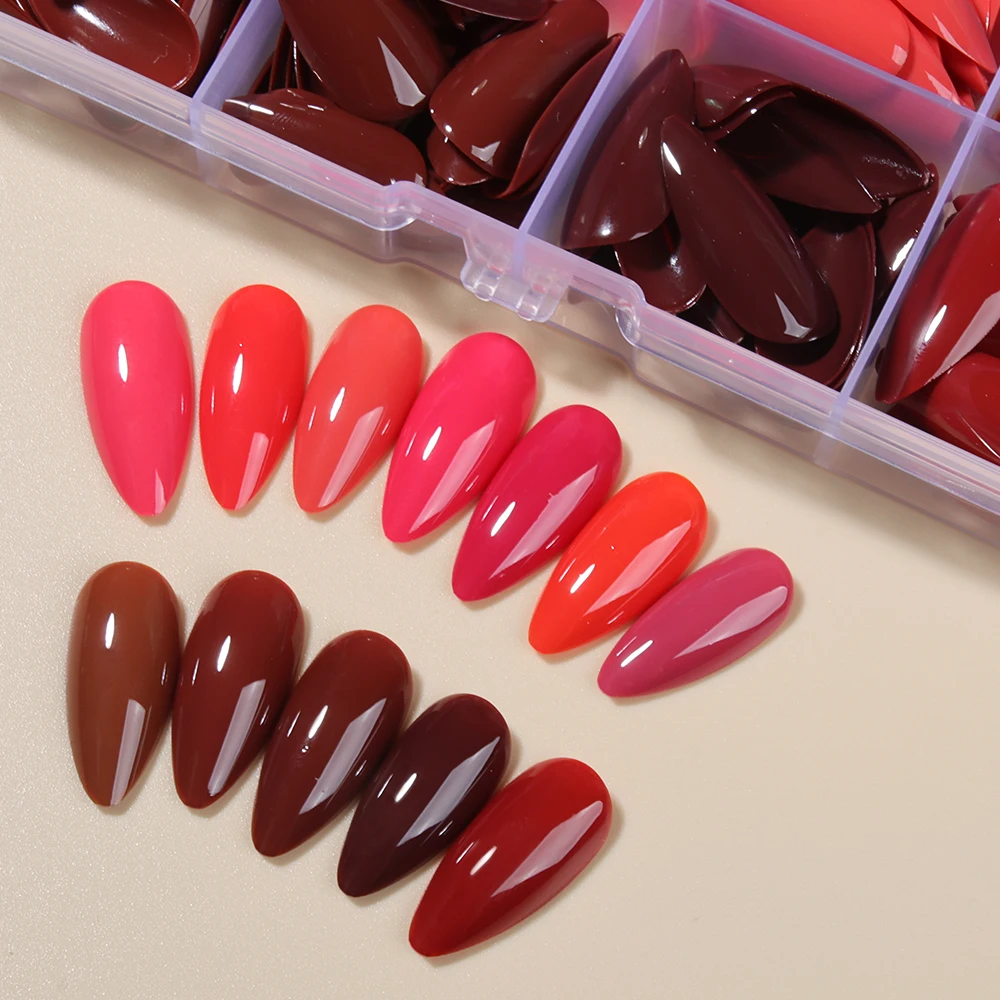 360 قطعة (12 مختلطة) طرف أظافر طويل بلون اللوز عاري اضغط على الأظافر متوسطة الحجم، لون حلوى معكرون مناسب تمامًا تصميم أكريليك كاذب N #3