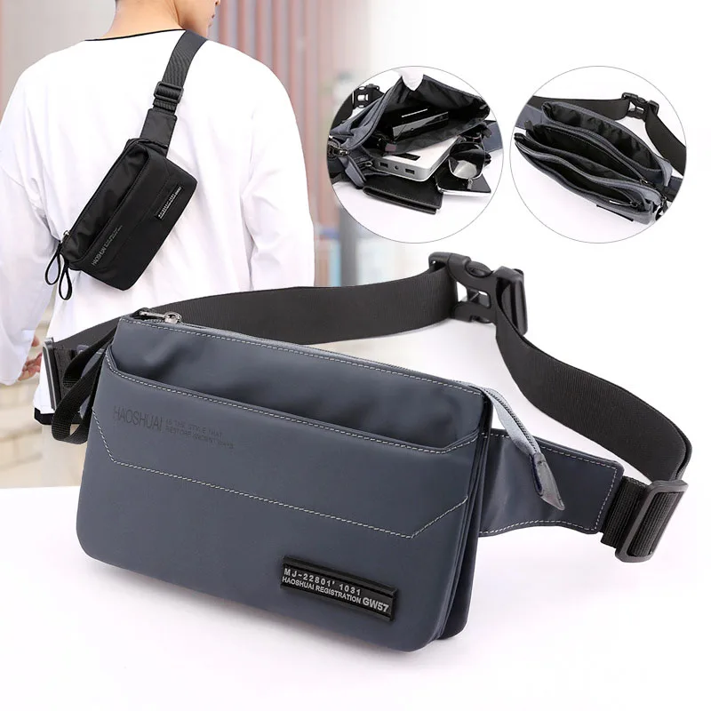

New Trendy Outdoor Travel Waterproof Waist Bag Men's Chest Crossbody Shoulder Bag Multi functional Storage School Summer Bag