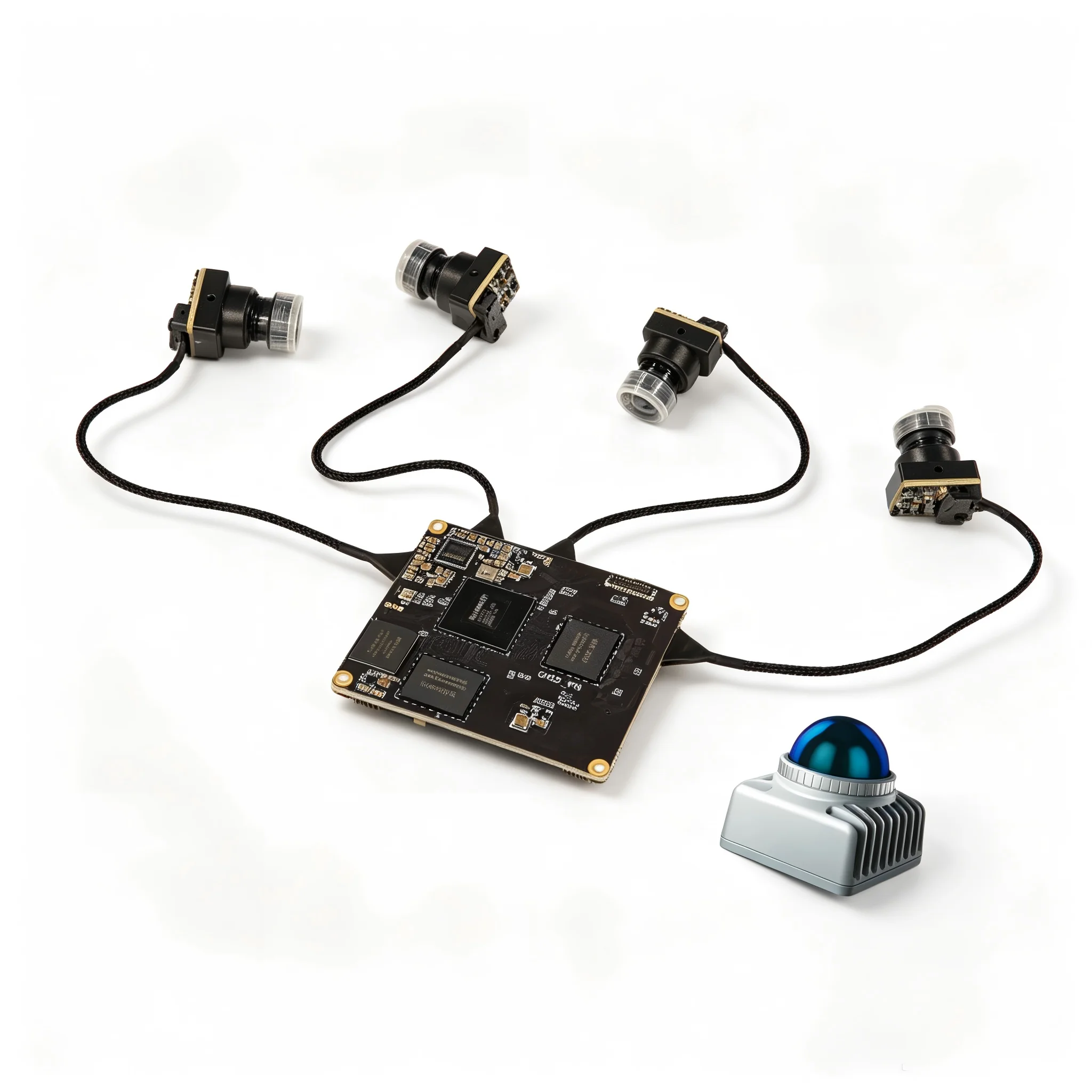 4-Lens 360° Panoramic AI Vision Module Multi Camera Splicing Board for Robot AGV Smart Visual Development