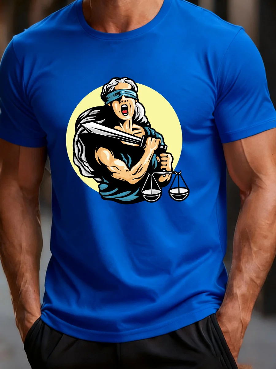 تي شيرت برتقالي بأكمام قصيرة مع طباعة موازين للسيدات معصوب العينين #5