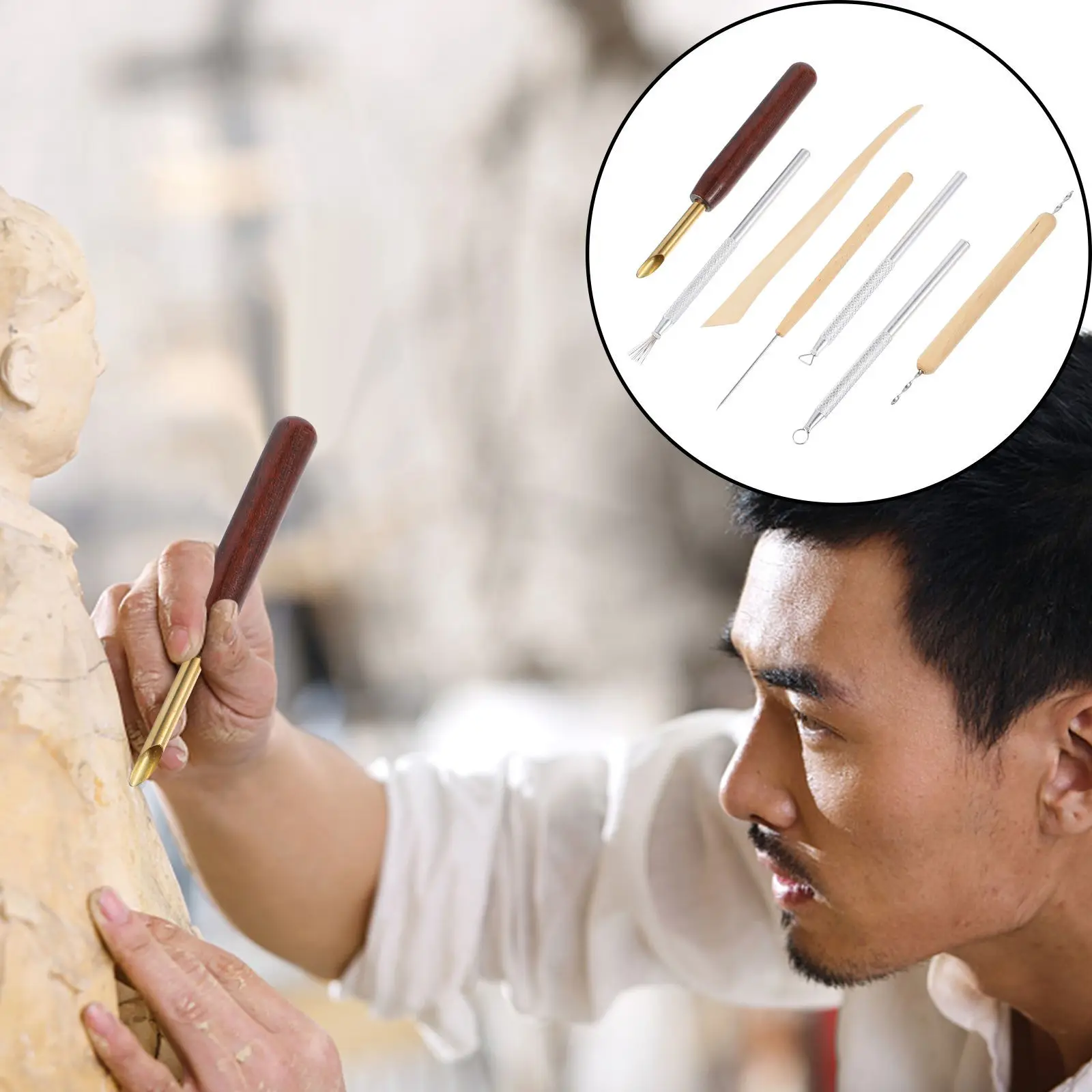 

1Set Professional Pottery Hand Tools Easy to Use for Beginners Engraving Modeling Sculpting Polymer Clay Carving Accessories