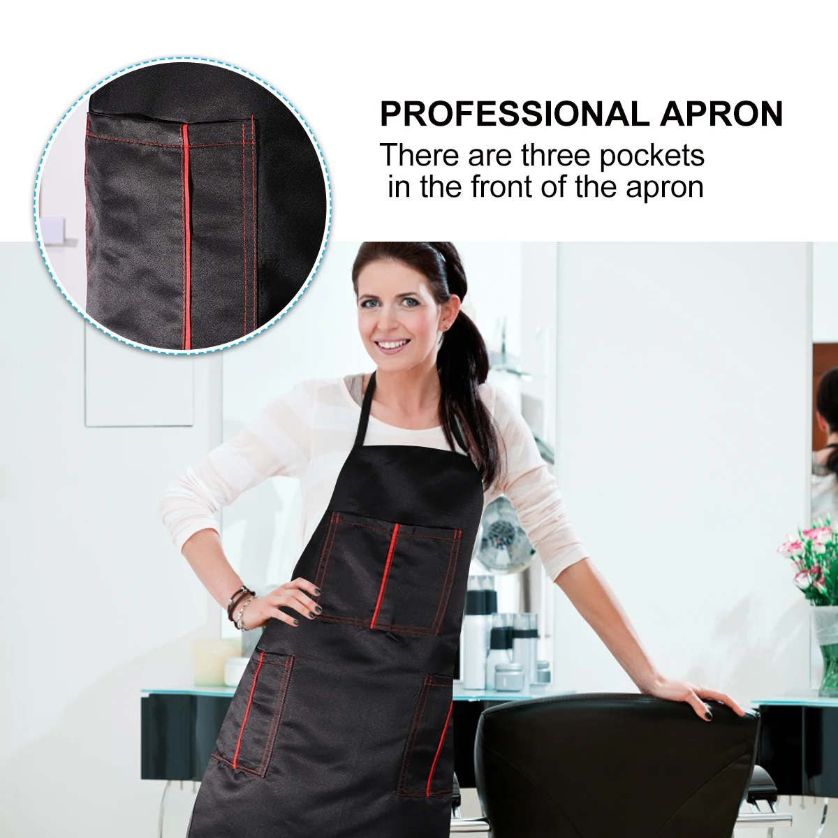 

Waterproof Hairdresser Polyester Salon Workwear 3 Pockets Beauty Technician Barber Unisex Fit Stain Resistant Apron For
