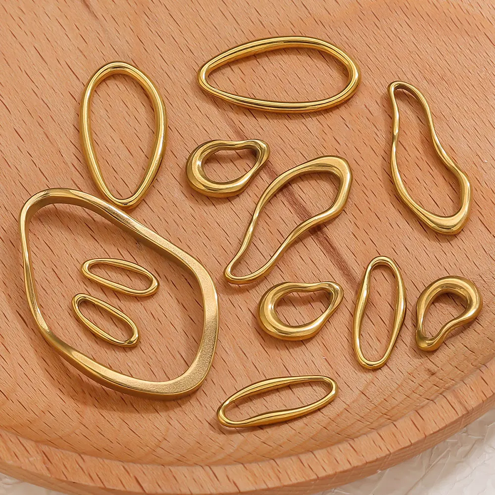 5 Stück Edelstahl vergoldet Verbinder Charms Schmuckherstellung Zubehör für DIY unregelmäßige Lünette Damen Ohrringe Halskette – Detail 5