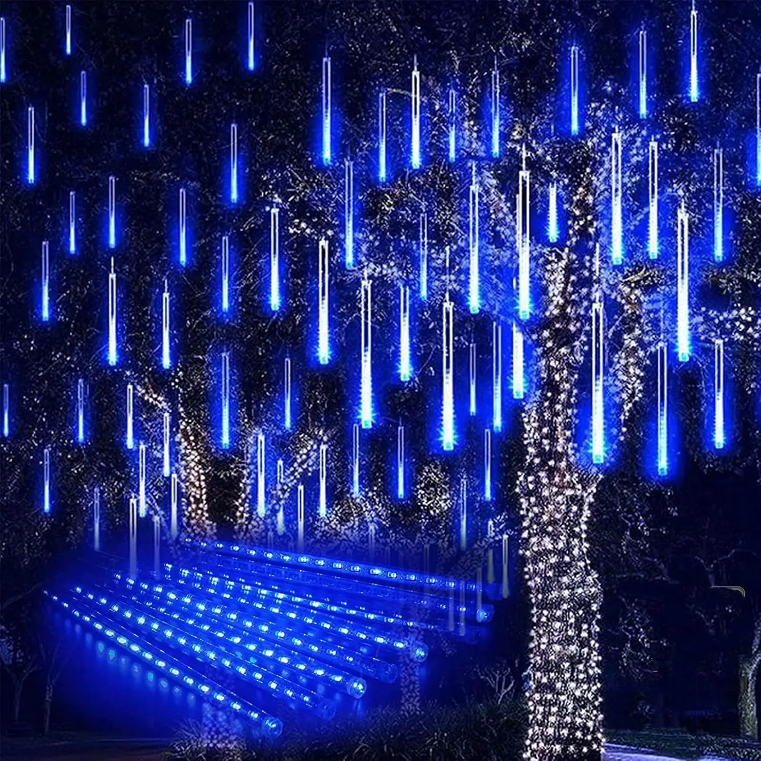 عيد الميلاد النيزك دش المطر ضوء في الهواء الطلق تساقط الثلوج ضوء 12 بوصة 8 أنابيب مناسبة لحفلات الزفاف شجرة عيد الميلاد