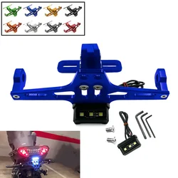 For SUZUKI GSX-R 600 750 1000 GSXR 1300 K1 K2 K3 K4 K5 K6 K7 K8 K9 Universal CNC Rear License Plate Mount Holder With LED Light