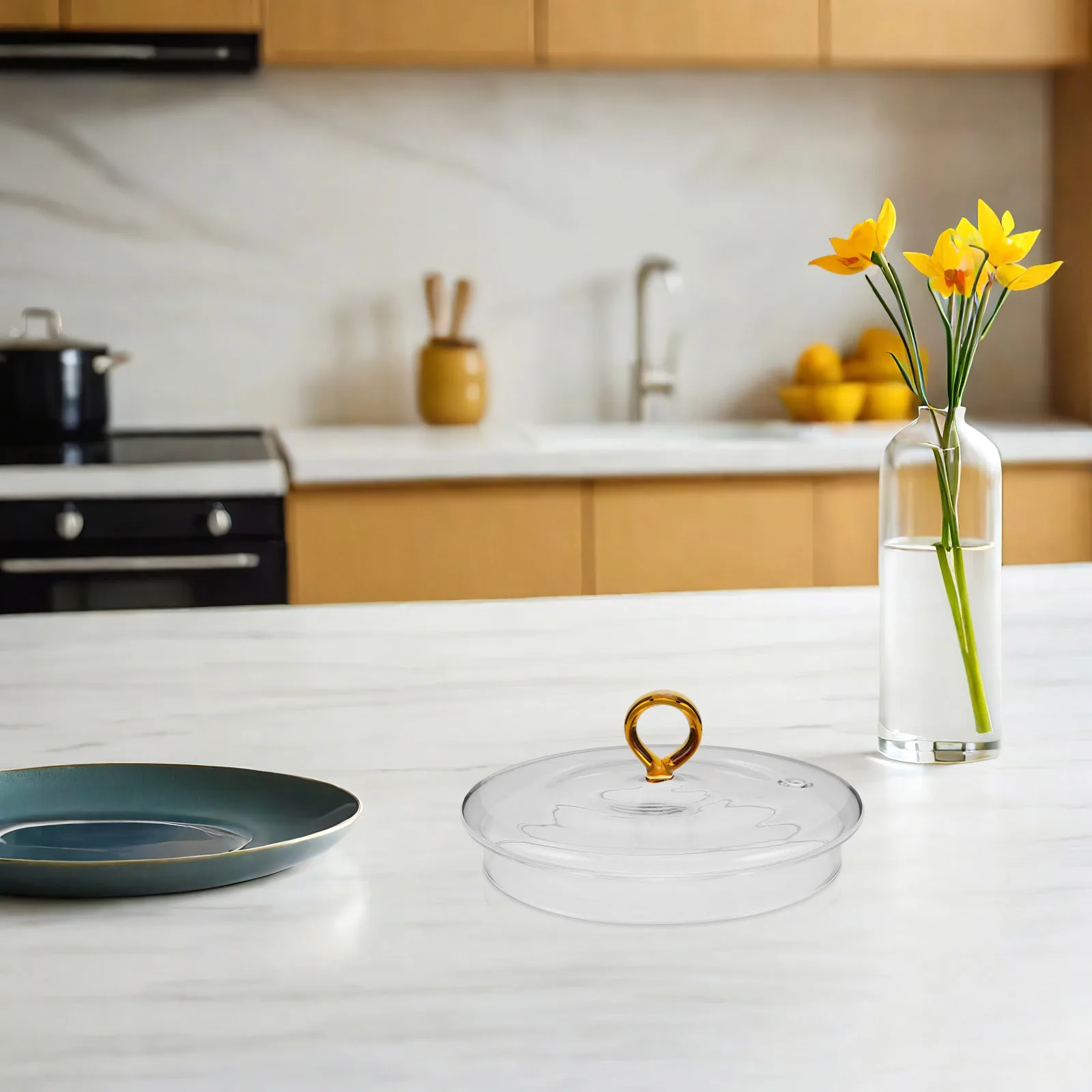 غطاء وعاء زجاجي عالي البورسليكات غطاء الطبخ الشفاف لوعاء المعكرونة قدر المطبخ موقد الأواني الزجاجية استبدال غطاء #1