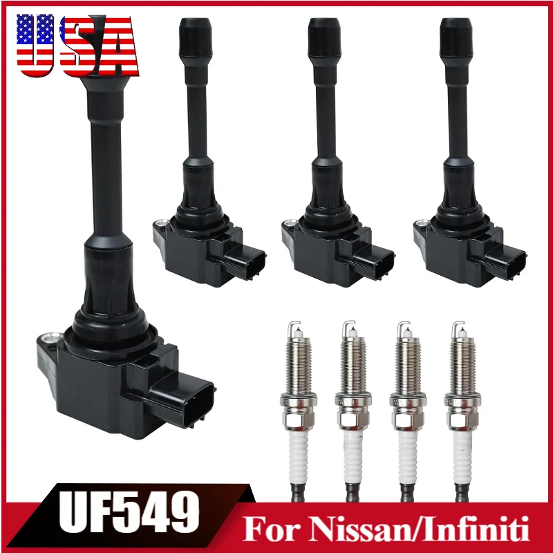 

4 шт./компл. UF549 свеча зажигания катушки зажигания для Nissan TIIDA Cube Altima Rogue Sentra Versa X-Trail L4 2.5L 2.0L 1.8L 1.6L