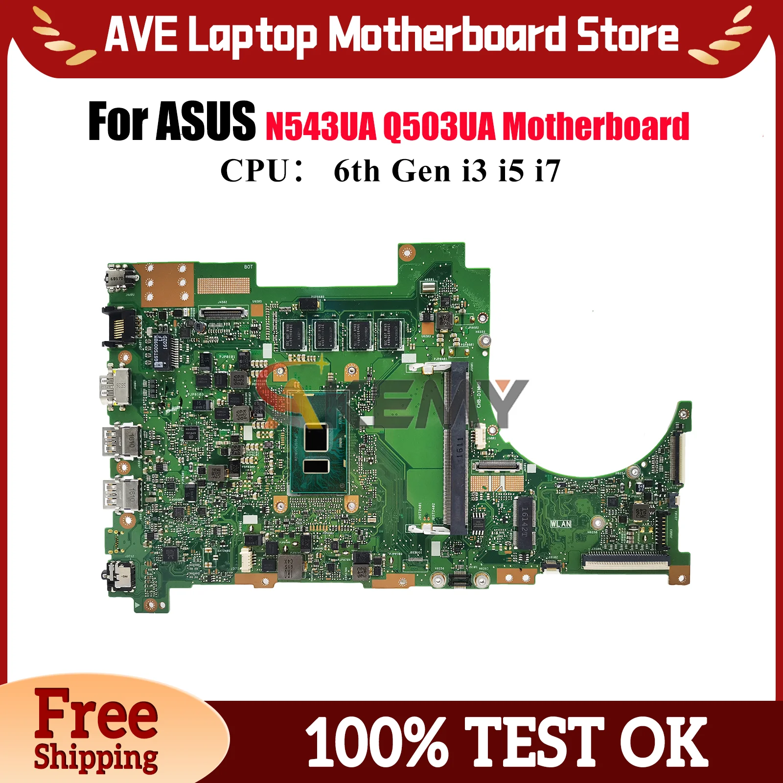 

Q503UA Laptop Motherboard For ASUS VivoBook Q503UA Q503U N543UA Notebook Mainboard With i3 i5 i7 CPU 100% tests OK fast shipping
