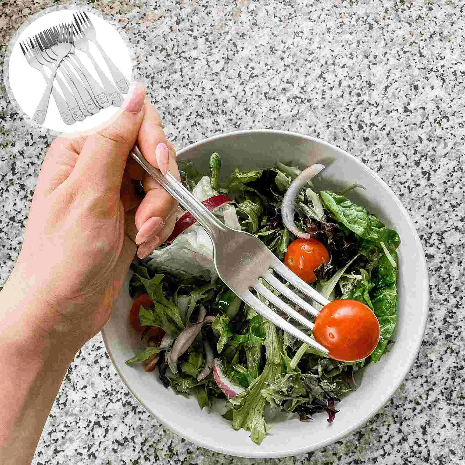 

9 Pcs Stainless Steel Children's Fork Metal Forks Pickle Small Appetizers Dessert Fruit