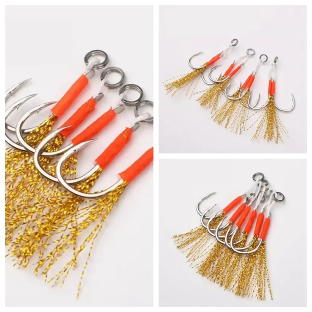 Sharp Metal Jig Double Hooks Tenacity Gill Fish Swift Solid Ring Jigging Fishhook Strong Penetration Power Stainless Steel