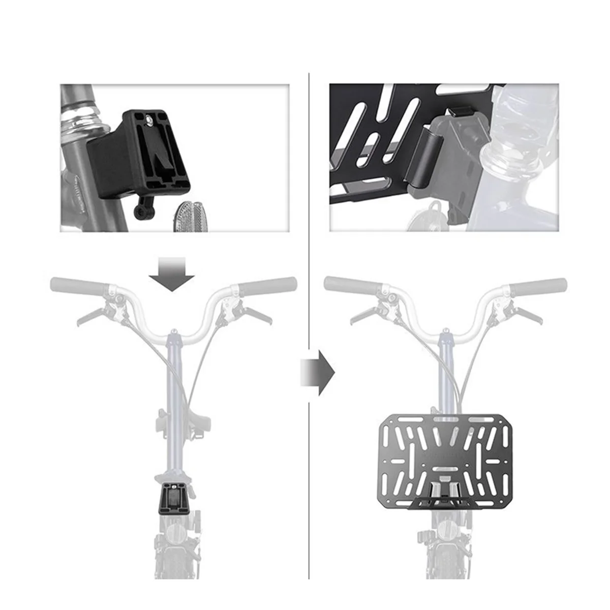 New Rhinowalk Bike Bag Adapter Front Rack Bag Carrier Block Adapter for Brompton Folding Bike Basket Box Cycling Accessory Black