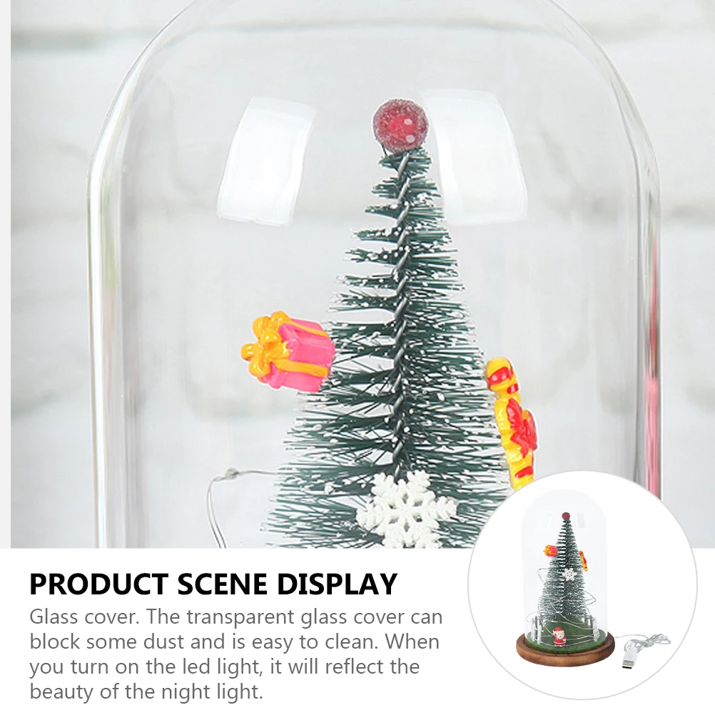 

LED Night Light Christmas Lamp in Glass Dome Xmas Tabletop Atmosphere Light USB Powered Santa Design Wooden Base Mini LED Lights
