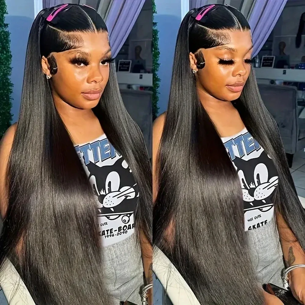 Parrucche in capelli umani lisci, disponibili nelle misure 30, 32 e 34 pollici, con densità 250, parrucca in capelli umani con rete frontale HD 13x4 per donna, senza colla, con capelli lisci e ben