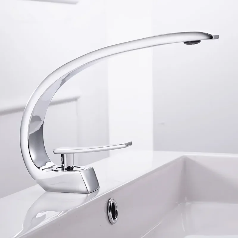 Modern Bathroom Sink Mixer Brass Washbasin Faucet Single Handle Single Hole Faucet Bathroom Elegant Crane grifo lavabo