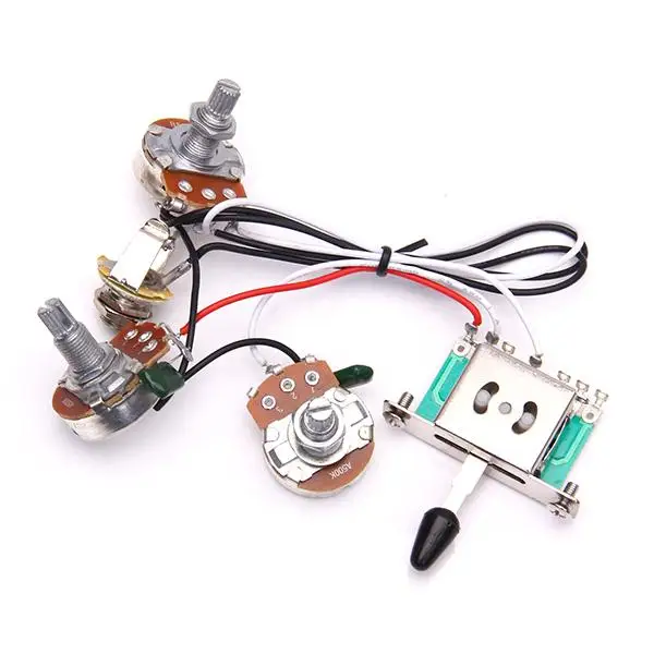 Prewired Guitar Wiring Harness 1V2T 1jack 5 Way Rocker Switch Set Pickup Circuit for S Electric Guitar DIY