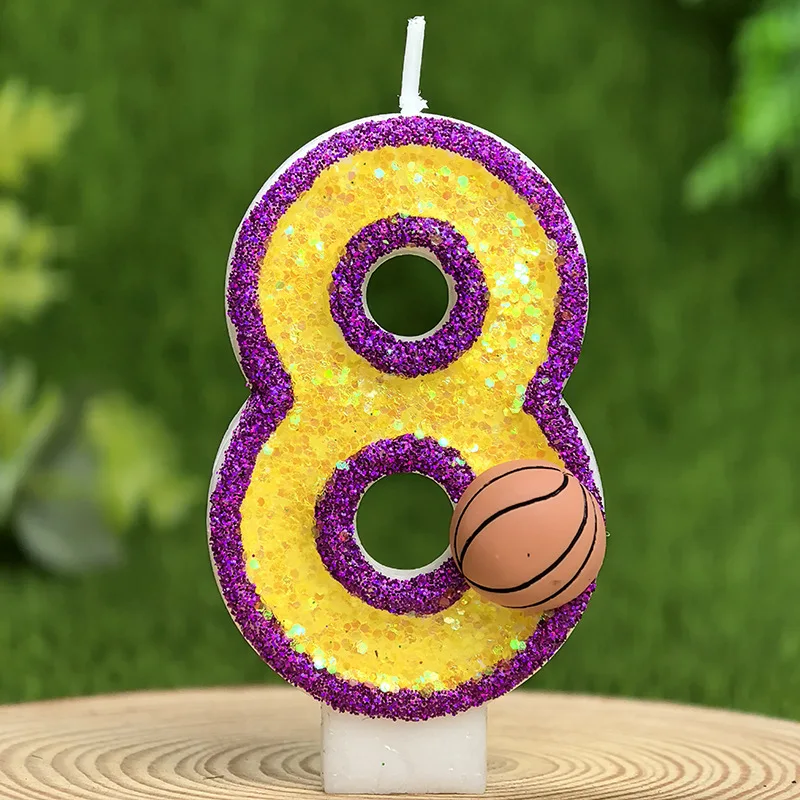 Vitality Basketball 0-9 Free Matching Digital Birthday Candles - High-End Baking Cake Decor Party Supplies image 4