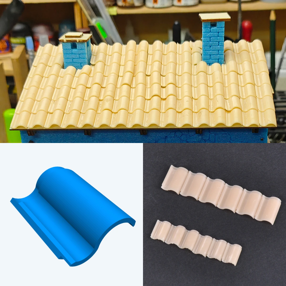 3D Resin Assembly House Tile Roof Building Components Diorama Miniature Scale Model Kit for Architectural House 1/32 1/35