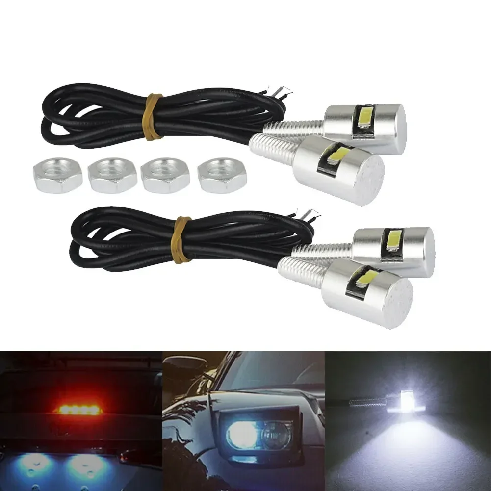 4pcs Motorcycle LED License Plate Bolt Light DC12V 0.24W 5630 17*12*12mm Front Screw Bolt Bulbs Lamps Light Car Accessories